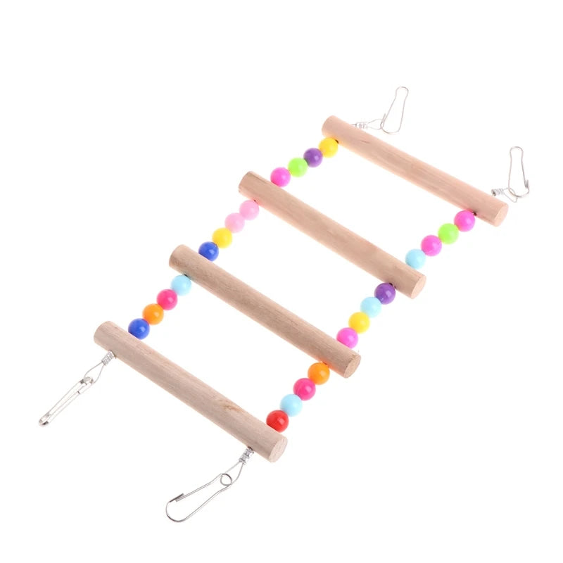 Birds Pets Parrots Ladders Climbing Toy Hanging Colorful Balls with Natural Wood Parrot Toys for Conures Parakeets Cockatiels