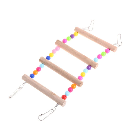 Birds Pets Parrots Ladders Climbing Toy Hanging Colorful Balls with Natural Wood Parrot Toys for Conures Parakeets Cockatiels