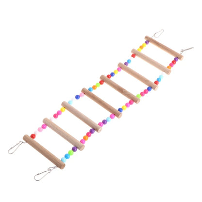 Birds Pets Parrots Ladders Climbing Toy Hanging Colorful Balls with Natural Wood Parrot Toys for Conures Parakeets Cockatiels
