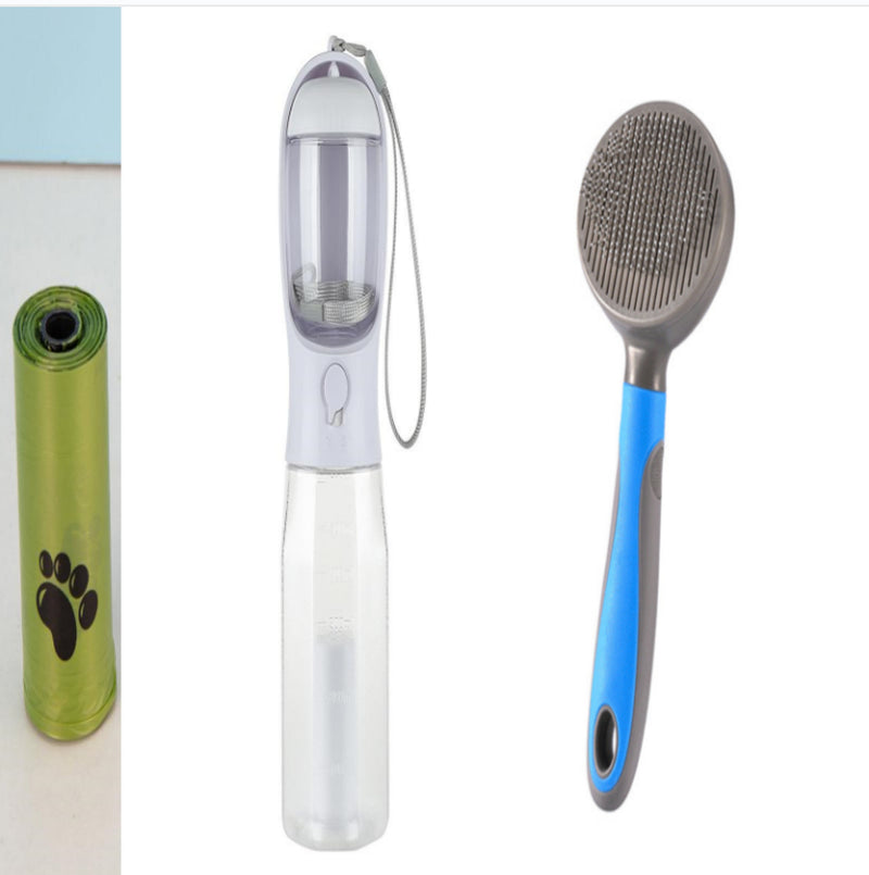 Portable Cat Dog Water Bottle Food Feeder Drinker Poop Dispenser 3 in 1 Leak-Proof Multifunctional Dog Water Bottle Pet Products