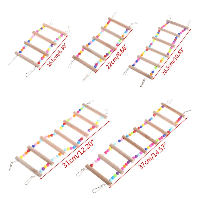Birds Pets Parrots Ladders Climbing Toy Hanging Colorful Balls with Natural Wood Parrot Toys for Conures Parakeets Cockatiels