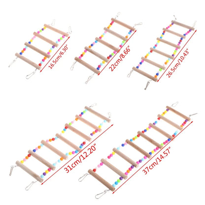 Birds Pets Parrots Ladders Climbing Toy Hanging Colorful Balls with Natural Wood Parrot Toys for Conures Parakeets Cockatiels